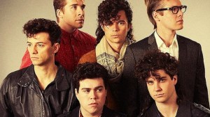 The cast of INXS: Never Tear Us Apart recreate  the cover of The Swing album cover from 1984
